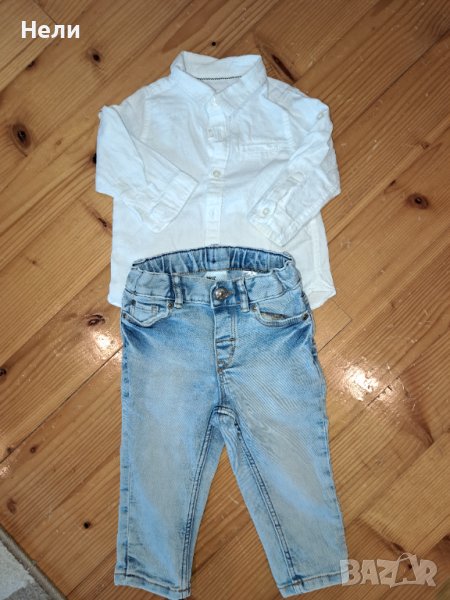 Бебешка риза на ZaraBaby и дънков панталон на Denim размер 68, снимка 1