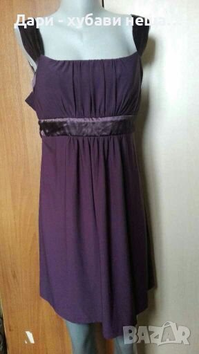 Еластична лилава рокля, с акценти от сатен ПРОМОЦИЯ - 18лв.🍀❤L,XL❤🍀арт.4383, снимка 1