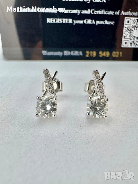 Сребърни обеци с мойсанит (Диамант) 0.5 карата, снимка 1