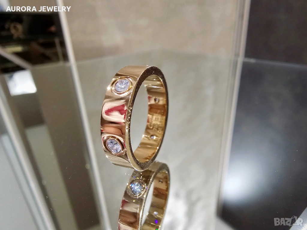 CARTIER Love Rose Gold 6 Diamonds Classic Model Пръстен, снимка 1