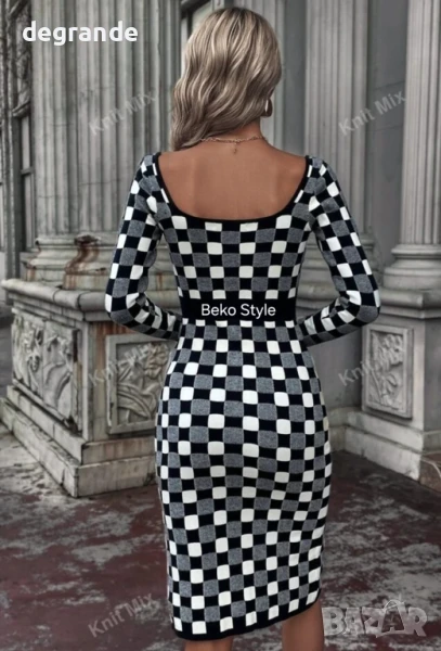 Елегантна рокля в бяло и черно, снимка 1