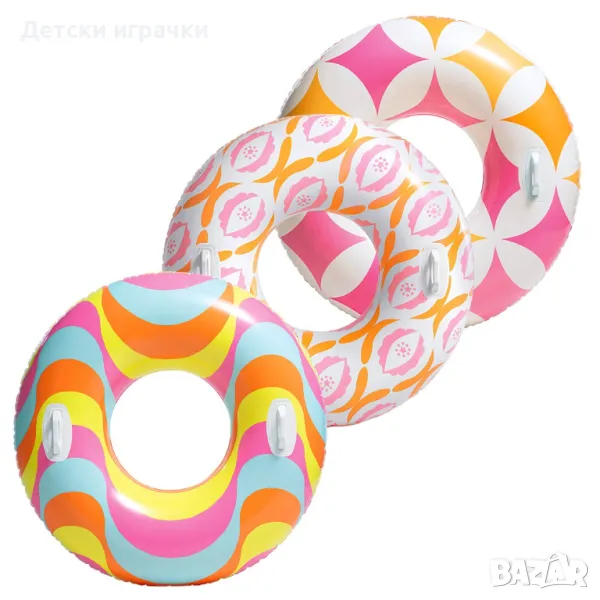 Надуваем пояс Timeless Intex, 1.14 м, PVC, 100 кг, стилен дизайн, жълт, снимка 1