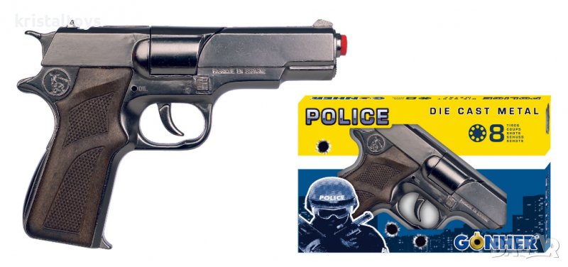 Пистолет с капси Gonher, полицейски пистолет, метален 125-0, снимка 1
