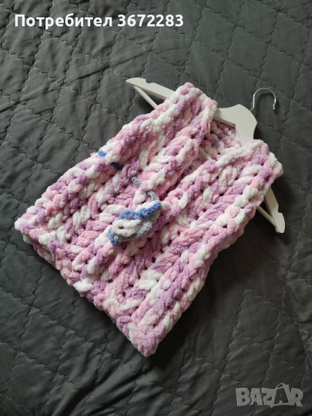 Детско ръчно изработено - плетено елече / елек / жилетка от мека прежда, снимка 1