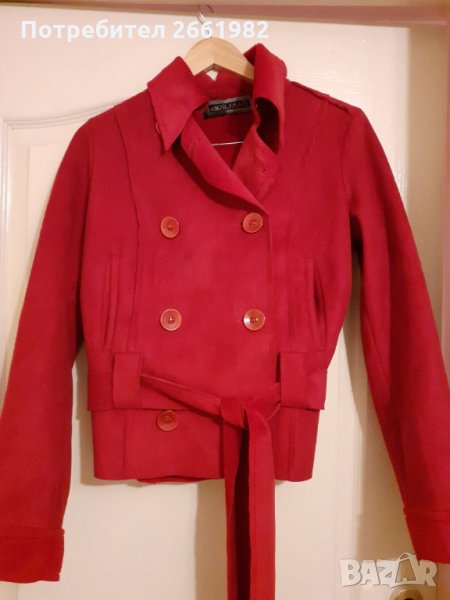 Уникалко кадифено червено палтенце, снимка 1