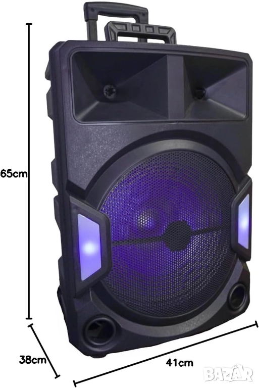 Преносима безжична тонколона ZQS-15112 (15″) Bluetooth,LED осветление RGB SD, USB, AUX микрофон и ди, снимка 1