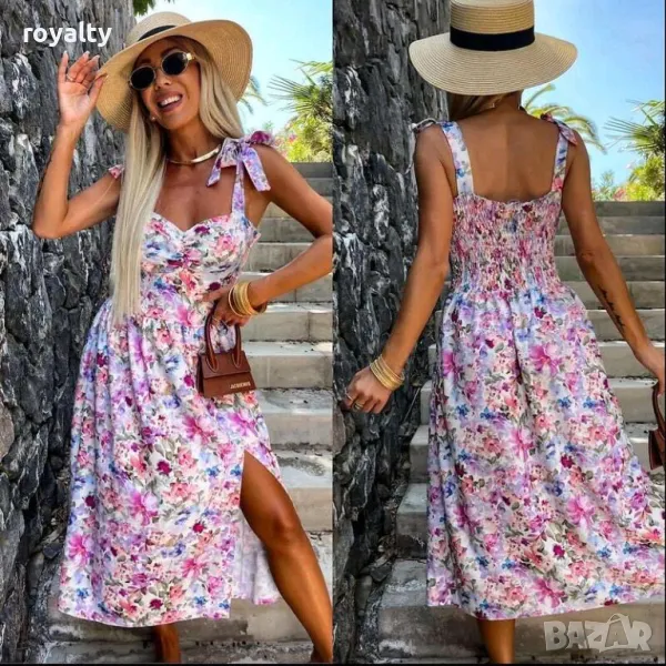 Дамска лятна рокля с принт на цветя , снимка 1