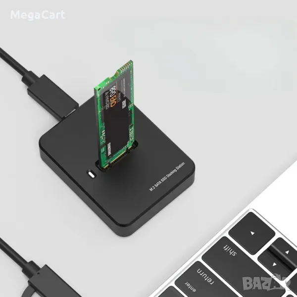 Докинг станция за M.2 SSD дискове, Type-C, Черен, снимка 1