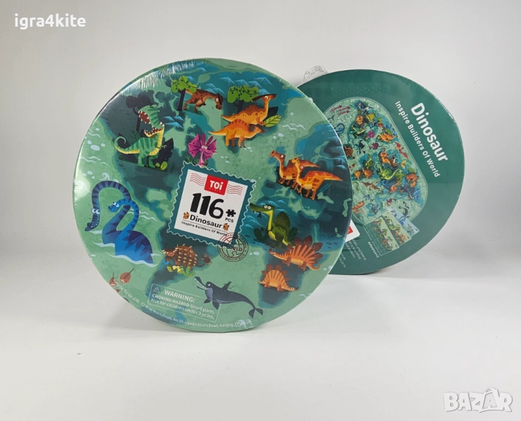  Топ подарък! Пъзел в кутия динозаври 116ч. и географска история с динозаврите, снимка 1