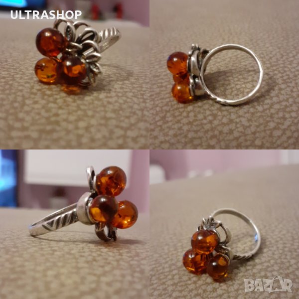 Уникален сребърен пръстен Вътрешен диаметър 15,6мм Печат 925, снимка 1