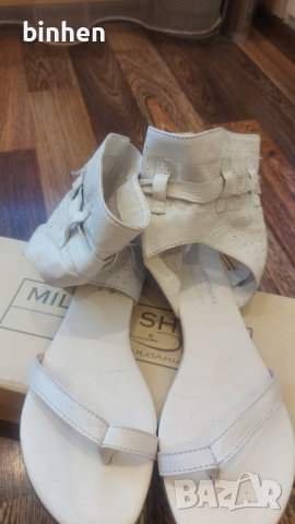 Дамски бели сандали от естествена кожа 39 номер, снимка 6 - Сандали - 44762040
