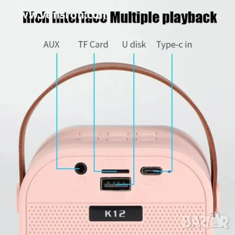 Преносима RGB караоке тонколона K12 с безжичен микрофон , снимка 5 - Слушалки и портативни колонки - 49398849