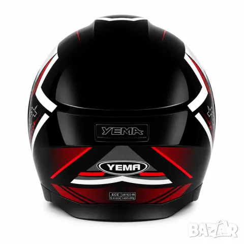 Отворена мото каска YEMA ECE R22.06 с два визьора черно и червено, снимка 3 - Аксесоари и консумативи - 55865694