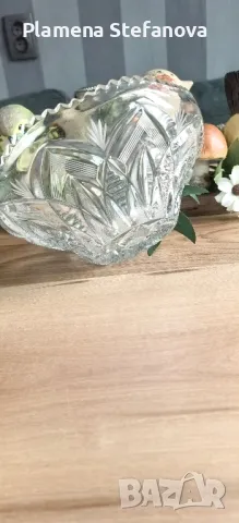 Кристална купа диамантена шлифовка , снимка 3 - Чинии - 49321544