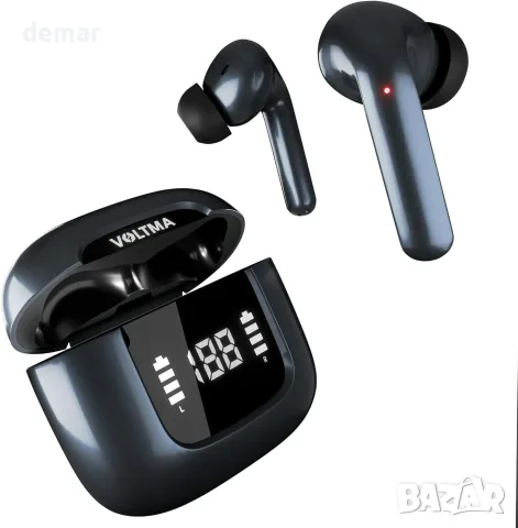 BoltAction сини безжични слушалки Bluetooth 5.3 с ENC и LED дисплей