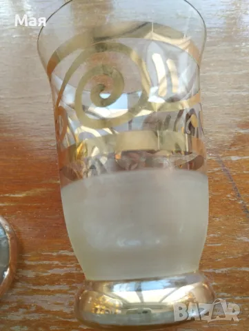 Чаши за вино с кана златен кант от средата на миналия век винтидж, снимка 5 - Сервизи - 50280354