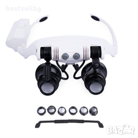 Златарска професионална увеличителна лупа очила лед осветление бижута, снимка 2 - Други инструменти - 29106251