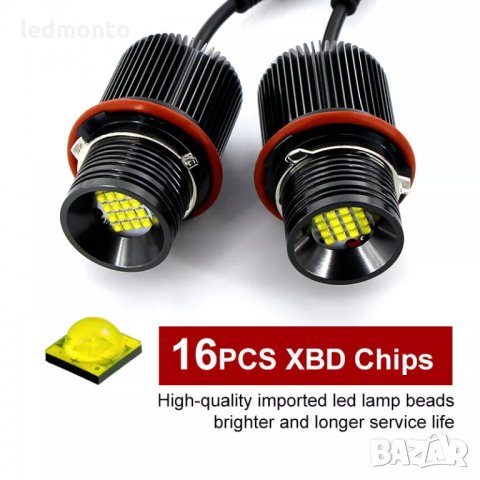 80W LED ангелски очи Halo Ring Marker крушка за BMW E39 E60 E53 16 броя светодиоди, снимка 5 - Части - 38581017