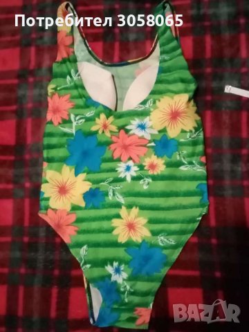 цял бански в зелено с красиви цветя, снимка 2 - Водни спортове - 36775478