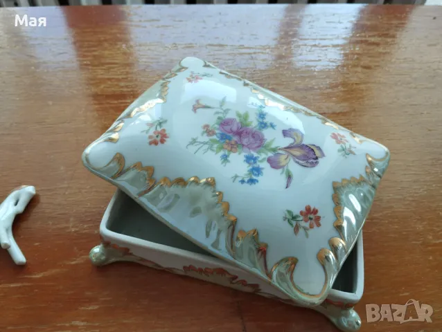 Антика ювелирна порцеланова кутия за бижута, снимка 6 - Антикварни и старинни предмети - 50371247