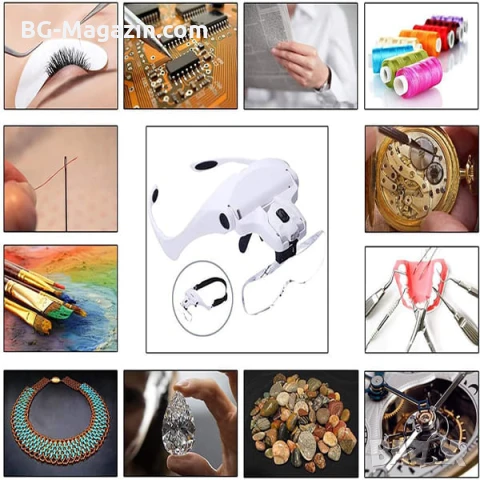 Увеличителна лупа за глава с LED осветление очила за четене шиене на гоблени бродерия очила лампа, снимка 10 - Други инструменти - 50919403