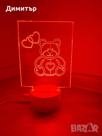 Нова 3D лампа Мече със сърце + дистанционно (16 цвята), снимка 9 - Настолни лампи - 39487517