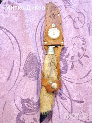 Нож от соца на БЛРС 250х100мм острие с кания естествена кожа, снимка 7 - Ножове - 51006549