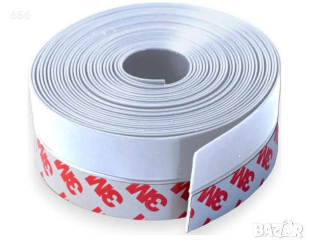 Силиконова уплътняваща лента за врати и прозорци  (Бяла, 5 м)