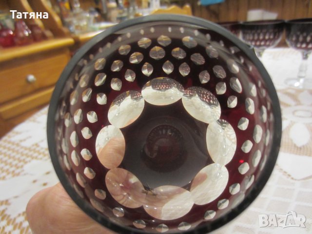     КРИСТ.ЧАШИ С РУБИНЕН ЦВЯТ,РЪЧНО ИНКРУСТИРАНИ и др, снимка 5 - Сервизи - 31354344