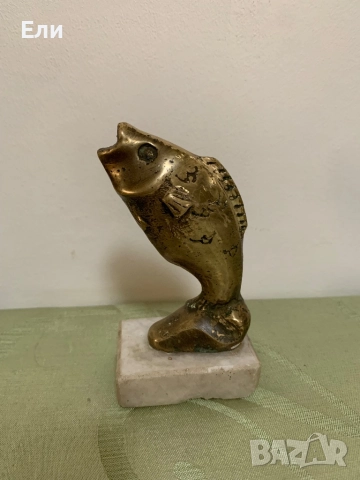 Бронзова статуетка на риба, снимка 2 - Колекции - 52553285