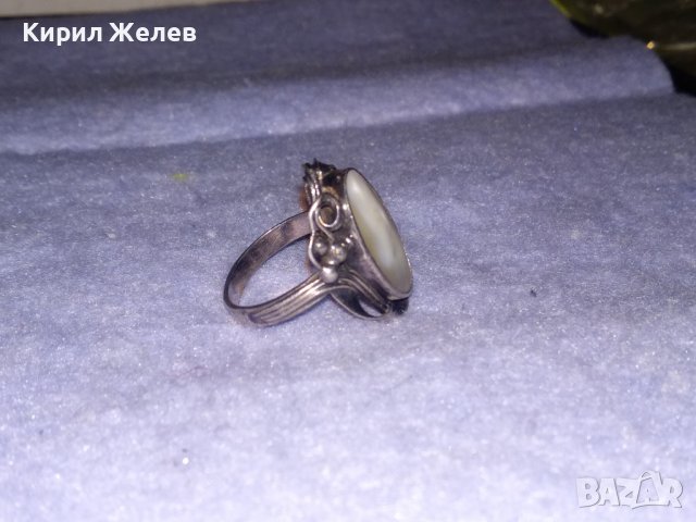 СТАРИНЕН АР НУВО СРЕБЪРЕН ВИСОКА ПРОБА ПРЪСТЕН с ШЛИФОВАН БЯЛ ИВИЧЕСТ АХАТ и ПЕЧАТ на БИЖУТЕРА 34441, снимка 9 - Антикварни и старинни предмети - 39547206