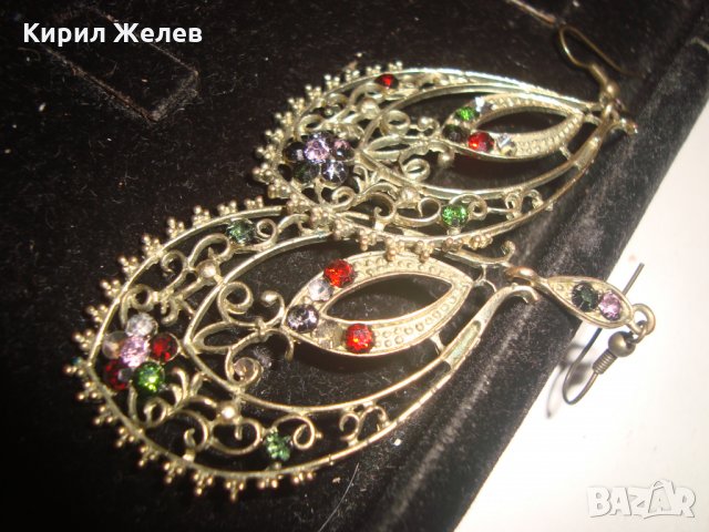 АРТ ВИНТИДЖ БРОНЗОВИ ОБЕЦИ с КРАСИВИ ЦВЕНТИ КАМЪНИ КРИСТАЛИ 11891, снимка 7 - Обеци - 30665841