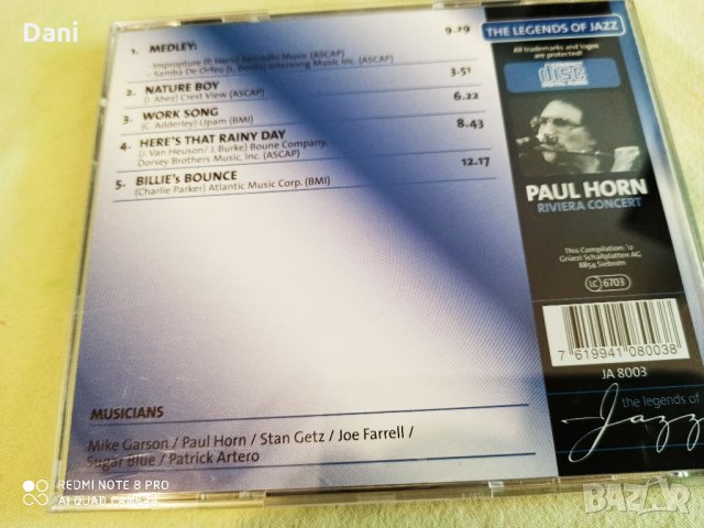 СД - PAUL HORN "Riviera Concert" CD NEU & OVP/NEW/Sealed, снимка 3 - CD дискове - 29110267