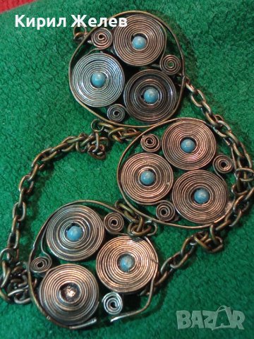 ВЪЗРОЖДЕНСКИ ПОСРЕБРЕН МЕДЕН НАКИТ с ТЮРКОАЗИ МАЙСТОРСКА ИЗРАБОТКА 61231, снимка 2 - Антикварни и старинни предмети - 30719799