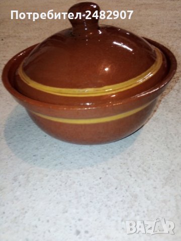 Стар глинен съд - малко гювече с капак - 1 бр. , снимка 4 - Антикварни и старинни предмети - 42868311