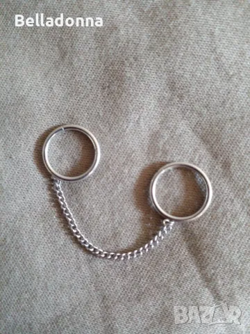 Пиърсинг от медицинска стомана  Two Rings with Chain, снимка 3 - Обеци - 47677459