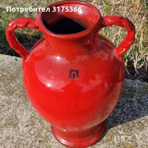 Немска изящна ръчно изработена и оцветена керамична ваза делва, снимка 2 - Декорация за дома - 44351698