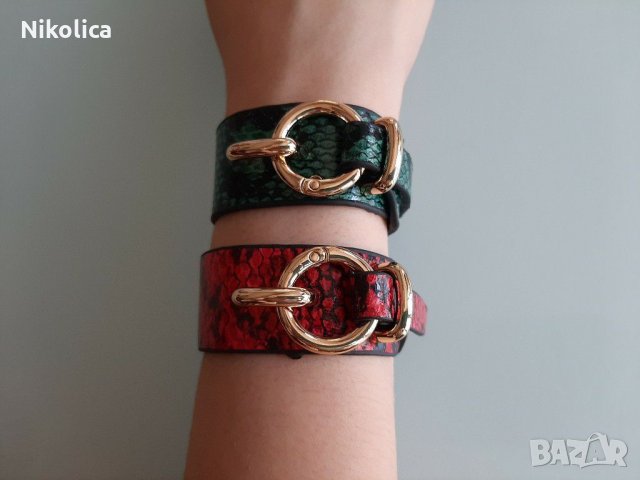 Ефектни гривни от естествена кожа със змийски ефект. НОВИ! , снимка 3 - Други - 29280987