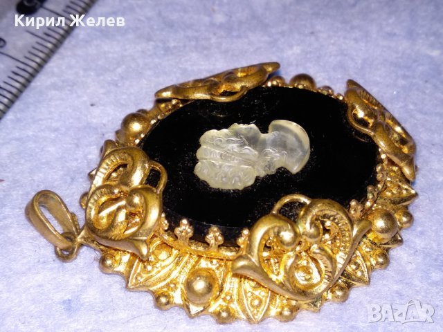 СТАРИННА ПОЗЛАТЕНА БРОНЗОВА КАМЕЯ ВИКТОРИАНСКИ СТИЛ ЮВЕЛИРНА РЪЧНА ИЗРАБОТКА РЕТРО БИЖУ 36462, снимка 11 - Антикварни и старинни предмети - 39944929
