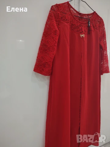 Червена дамска рокля , снимка 7 - Рокли - 51308247