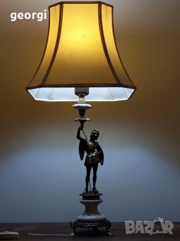 италианска ретро бронзова настолна лампа , снимка 9 - Настолни лампи - 44327235