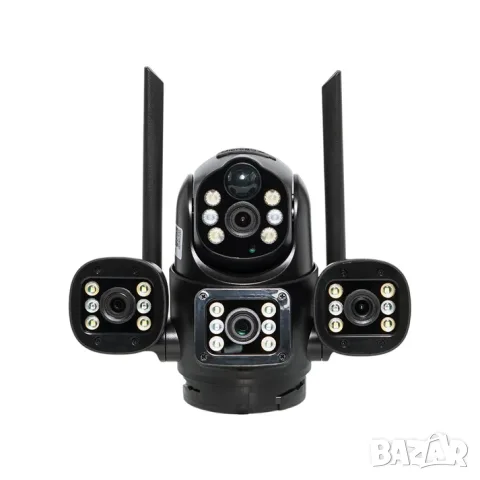 AI Соларна охранителна камера с LED осветление 2 в 1, 4G и Wi-Fi, Ultra HD 4K, 8MP, 4 обектива,, снимка 6 - Аксесоари и консумативи - 55868791