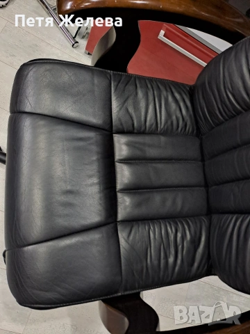 Директорски стол от естествена кожа и дървени подлакътници, снимка 10 - Столове за офис - 53246624