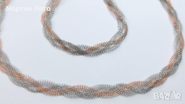 Сребърно колие и гривна. 925. Много оригинална плетка., снимка 2 - Бижутерийни комплекти - 38083795