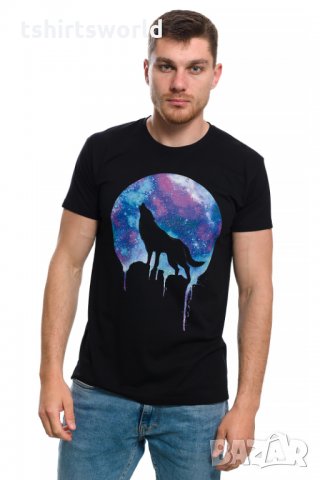 Нова мъжка тениска с дигитален печат Вълк - Луна, Серия вълци, снимка 5 - Тениски - 29040558