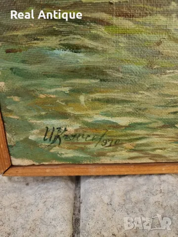 Иван Кънчев- масло пейзаж платно автор- 1970 г., снимка 8 - Антикварни и старинни предмети - 49208442