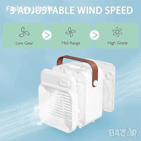 Нов USB акумулаторен вентилатор за охлаждане с режими на мъгла 3 скорости на вятъра, снимка 3 - Вентилатори - 42185657