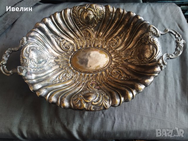 посребрена барокова фруктиера,купа, снимка 3 - Антикварни и старинни предмети - 29360937