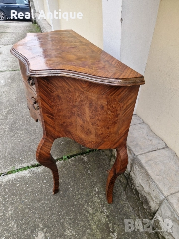 Прекрасен антикварен френски скрин шкаф масив с интарзия Луй 15, снимка 7 - Антикварни и старинни предмети - 52647568