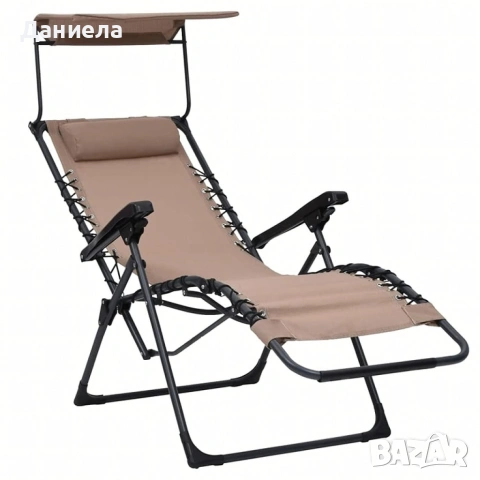Сгъваем градински шезлонг с нулева гравитация и сенник – комфорт за пълна релаксация, снимка 10 - Други стоки за дома - 53049088